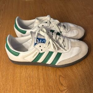 Adidas Samba in white and green